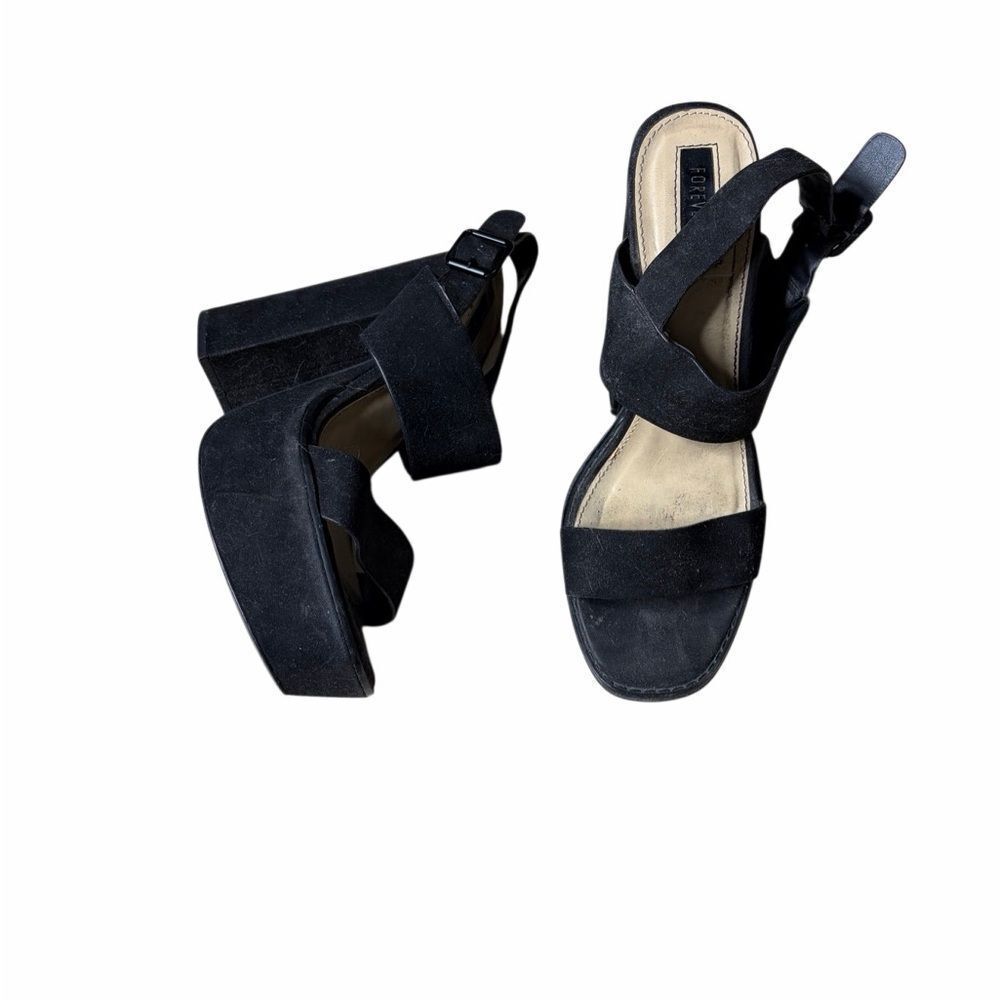 Forever 21 Chunky Block Platform Heels Black Size 8.5